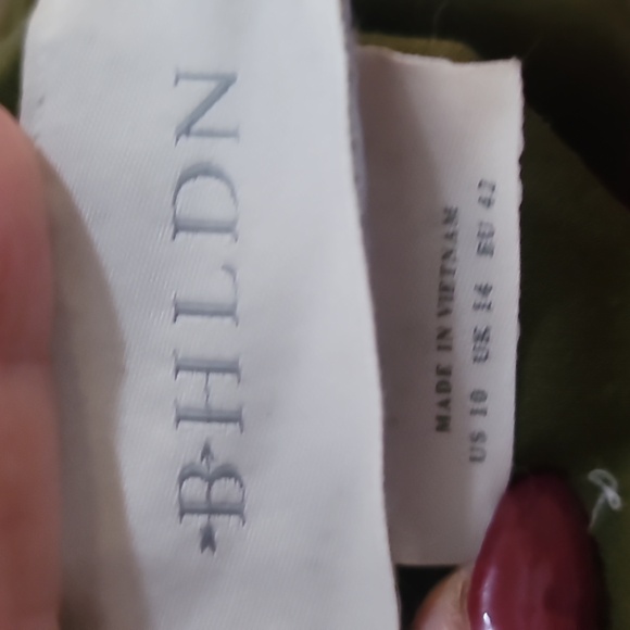 Bhldn leyden Olive Green dress Puff Sleeve flare skirt 10 - Picture 6 of 8